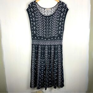 41 Hawthorn Alivia Print Pattern Fit & Flare Midi Stretchy Sweater Dress Size XL